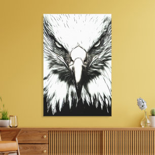 Trendy Black & White Eagle Canvas Print