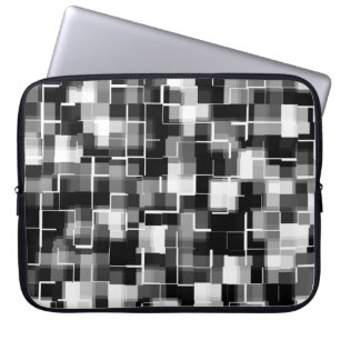 Trendy Black White Gray Abstract Pattern Laptop Sleeve