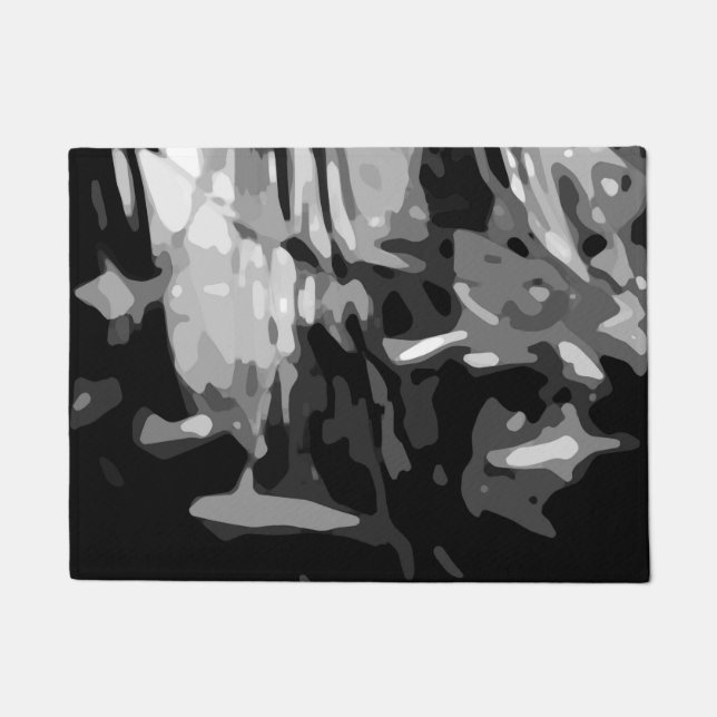Trendy Black White Grey Abstract Pattern Doormat (Front)