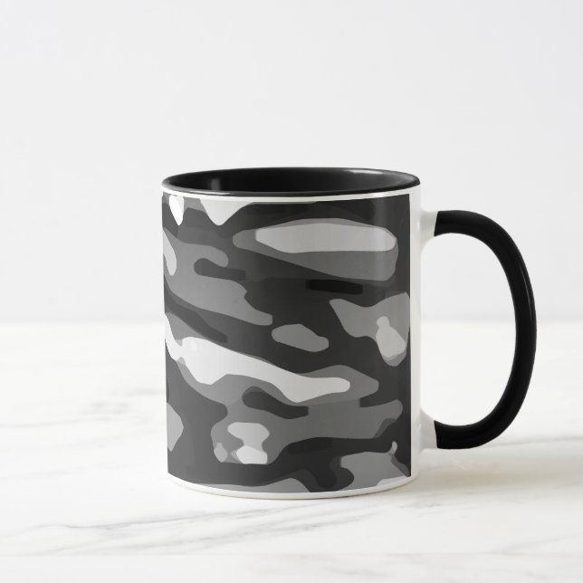 Trendy Black White Grey Abstract Pattern Mug (Right)