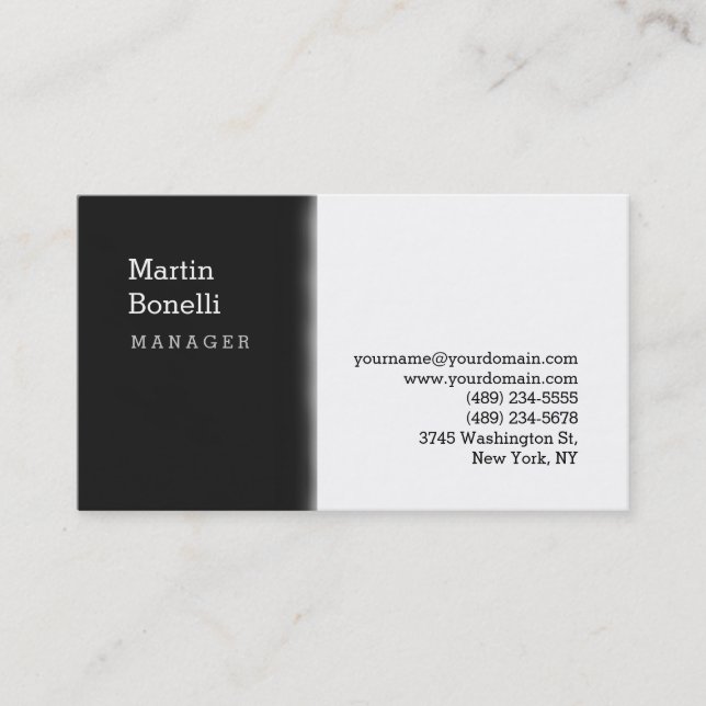 Trendy Black White Grey Manager Business Card (Front)
