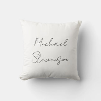 Trendy Black White Handwritten Minimalist Cushion