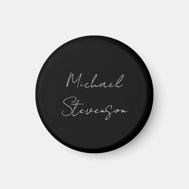 Trendy Black White Handwritten Minimalist Magnet (Front)