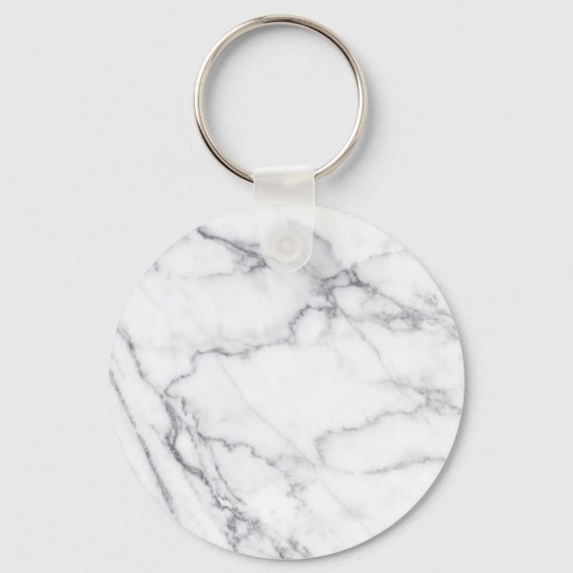 Trendy Black White Marble Stone Key Ring (Front)