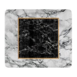 Trendy Black & White Marble Stone - Modern Cutting Board