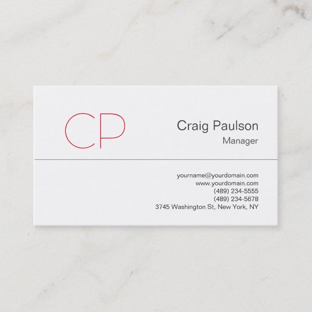 Trendy Black White Modern Monogram Business Card (Front)
