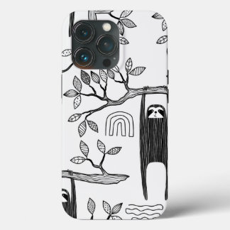 Trendy BLack White Modern Sloth Tough Case