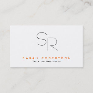 Trendy Black White Monogram Plain Business Card