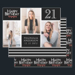 Trendy Black White Photo Collage 21st Birthday  Wrapping Paper Sheet<br><div class="desc">Wrap up those gifts in style with this co-ordinated birthday paper pack. The first sheet features a trendy photo collage design which has space for three photographs. You can add the name of the person celebrating their birthday as well as their age and birthday date. The second sheet is a...</div>