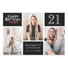 Trendy Black White Photo Collage 21st Birthday
