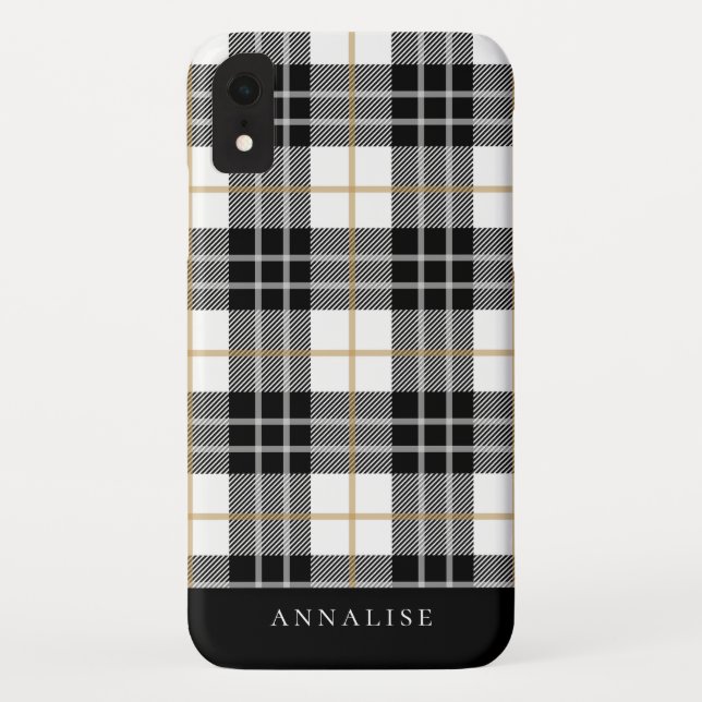 Trendy Black / White Plaid Pattern Case-Mate iPhone Case (Back)