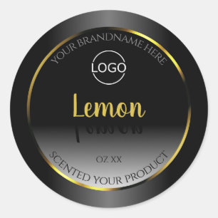 Trendy Black White Product Labels Gold Frame Logo