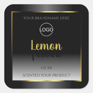 Trendy Black White Product Labels Gold Frame Logo
