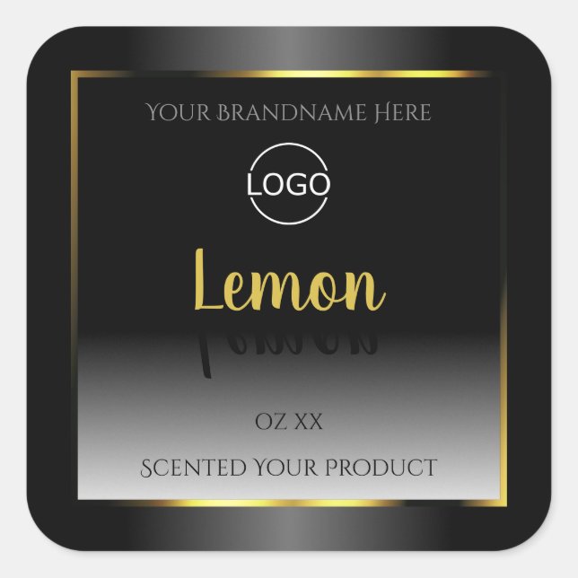 Trendy Black White Product Labels Gold Frame Logo (Front)