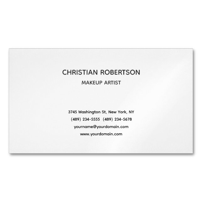 Trendy Black White Professional Stylish Modern Magnetic Business Card (Front)