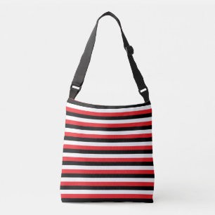 Trendy Black White Red Striped Crossbody Bag