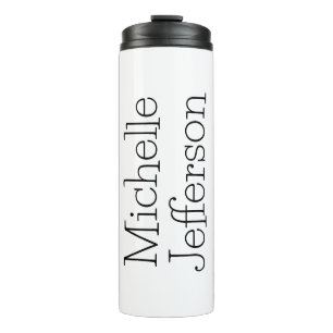 Trendy Black & White Script Name Chic Thermal Tumbler