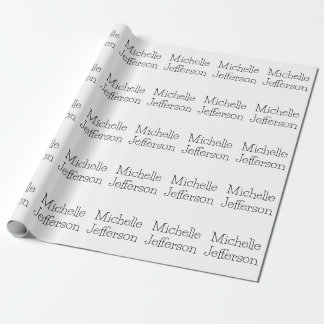 Trendy Black & White Script Name Chic Wrapping Paper