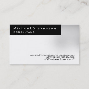 Trendy Black White Simple Plain Business Card