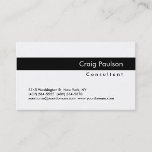 Trendy Black White Striped Business Card