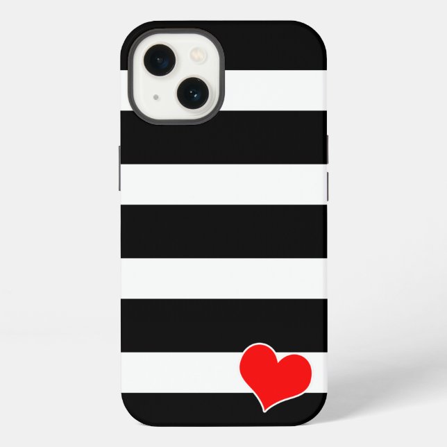 Trendy Black & White Striped iPhone Case (Back)