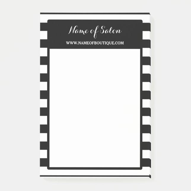 Trendy Black White Stripes Hair and Beauty Salon Post-it Notes (Front)