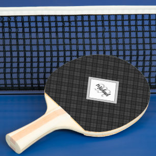 Trendy Black white tartan Personalise Monogram Ping Pong Paddle