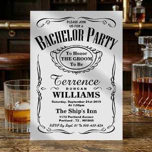 Trendy Black & White Typography Bachelor Party Invitation