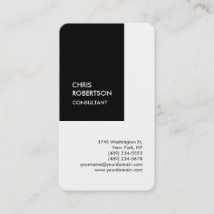 Trendy black white vertical unique business card