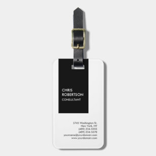 Trendy black white vertical unique business card luggage tag
