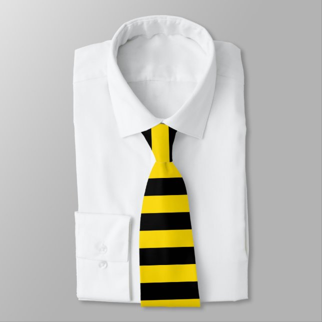 Trendy Black Yellow Striped Template Modern Chic Tie (Tied)