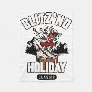 Trendy Blitz'nd Holiday Clic Reindeer Skiing Fleece Blanket