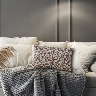 Trendy Block Print inspired Brown Lumbar Cushion