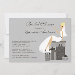 Trendy Blonde  Bride Bridal Shower Invitation Grey