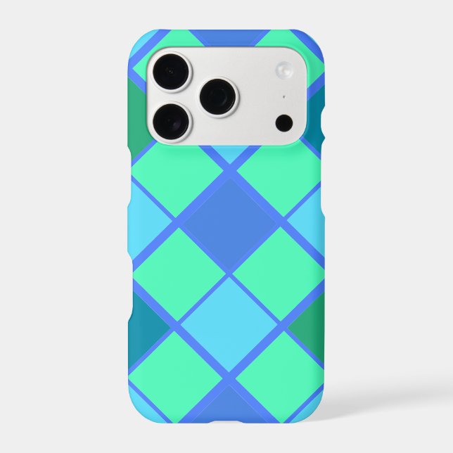Trendy Blue and Green Diamond Pattern (Back)