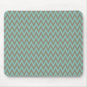 Trendy Blue and Grey Chevron Stripes Zig Zags Mouse Mat