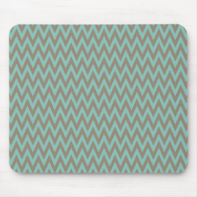 Trendy Blue and Grey Chevron Stripes Zig Zags Mouse Mat (Front)