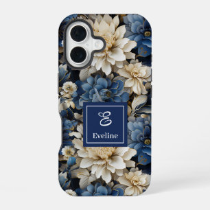 Trendy Blue and Ivory Flowers Stylish Phone Case