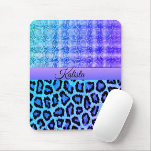 Trendy Blue and Purple Leopard Mouse Mat