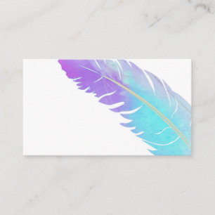 trendy blue and purple watercolor feather custom business card