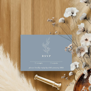 Trendy Blue Autumn Floral Kindly Reply Invitation