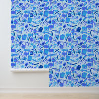 Trendy Blue Back to School Pattern Peel and Stick