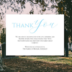 Trendy Blue & Black Traditional Sympathy Funeral Thank You Card