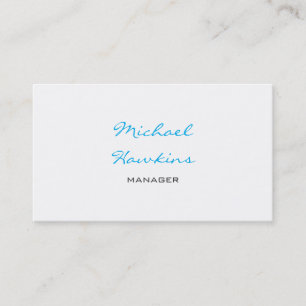 Trendy Blue Black White Contemporary Manager Business Card