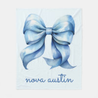 Trendy Blue Bow Personalised With Name Monogram