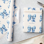 Trendy Blue Bow Personalised With Name Monogram Wrapping Paper<br><div class="desc">Transform your gift-giving into a stylish affair with our Trendy Blue Bow Personalised With Name Monogram Wrapping Paper. This elegant wrapping paper features a chic preppy blue coquette bow, perfectly capturing the trendy coquette aesthetic that’s all the rage. Designed with a watercolor bow motif, this wrapping paper not only adds...</div>