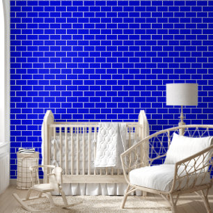 Trendy Blue Bricks Texture Wallpaper