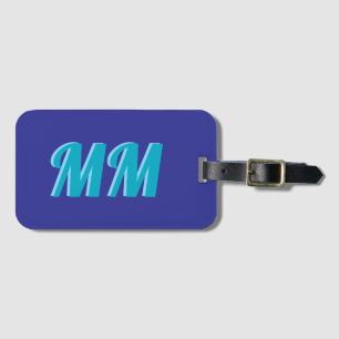 Trendy Blue Bright Modern Monogram Initial Luggage Tag