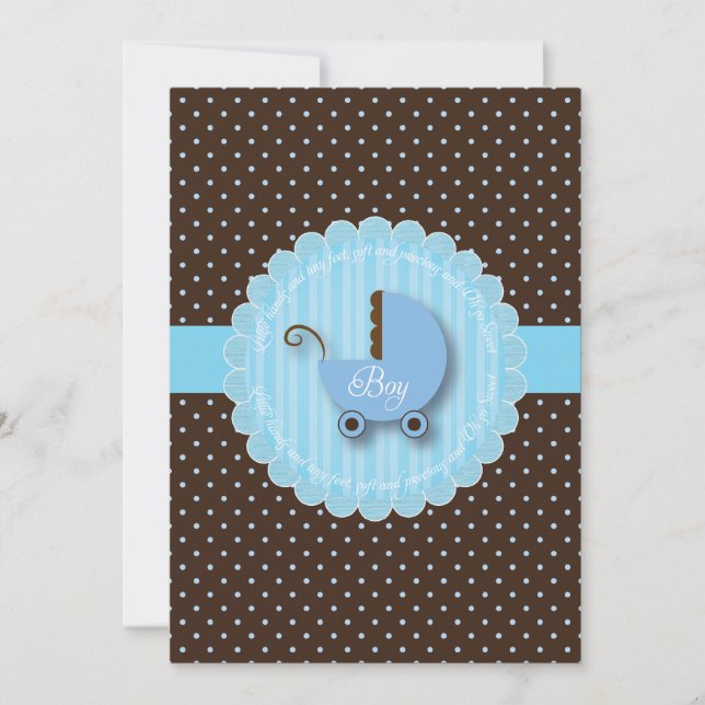 Trendy Blue & Brown  Boy Baby shower Invitations (Front)