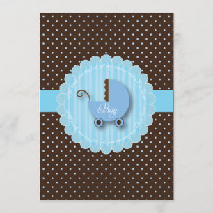 Trendy Blue & Brown Boy Baby shower Invitations
